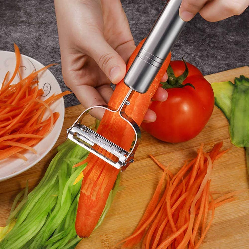 Stainless Steel Set Multifunctional Fruit & Vegetable Peelers with Apple Corer Straight Julienne Peeler Veggie Cutter Slicer for Kitchen (3pcs Set)
